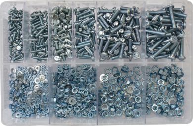 Assorted Box of 840 QTY Machine Screws and Nuts Metric M3 M5 BZP Screw Nut AT5 